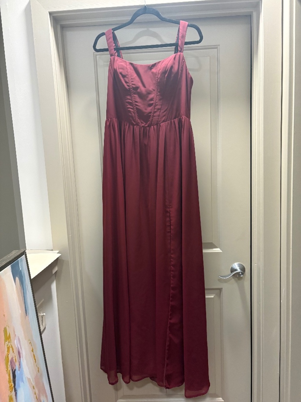 Azazie Burgundy Rosaline Corset Bodice Dress - A12